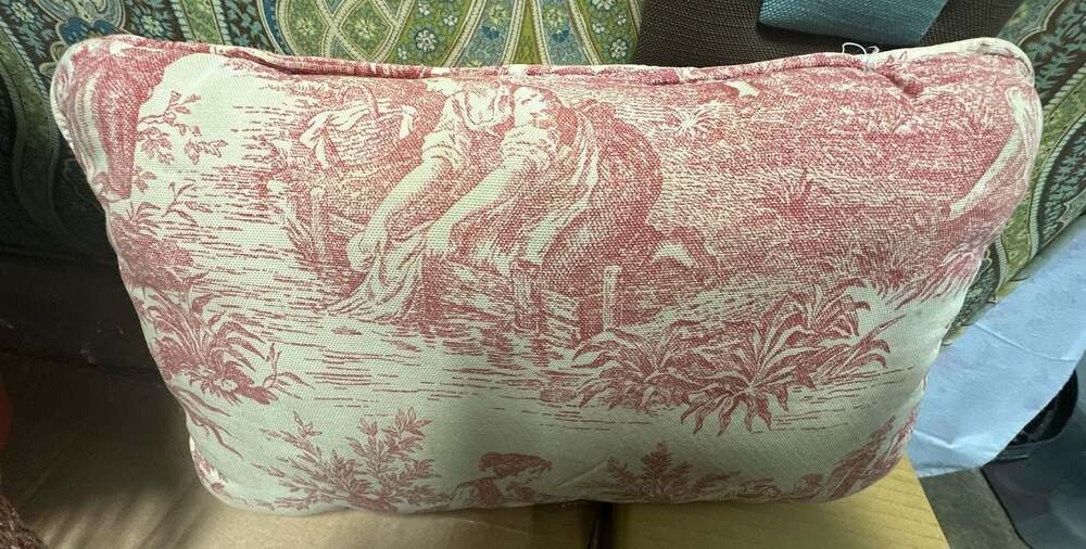 Vintage Waverly Red Toile Throw Pillow 16 Inch x 8 Inch